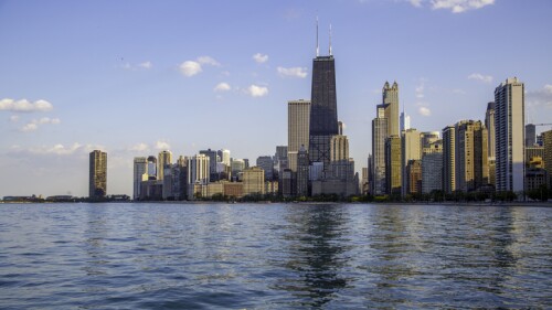 View of Chicago Skyline from North Avenue Beach
