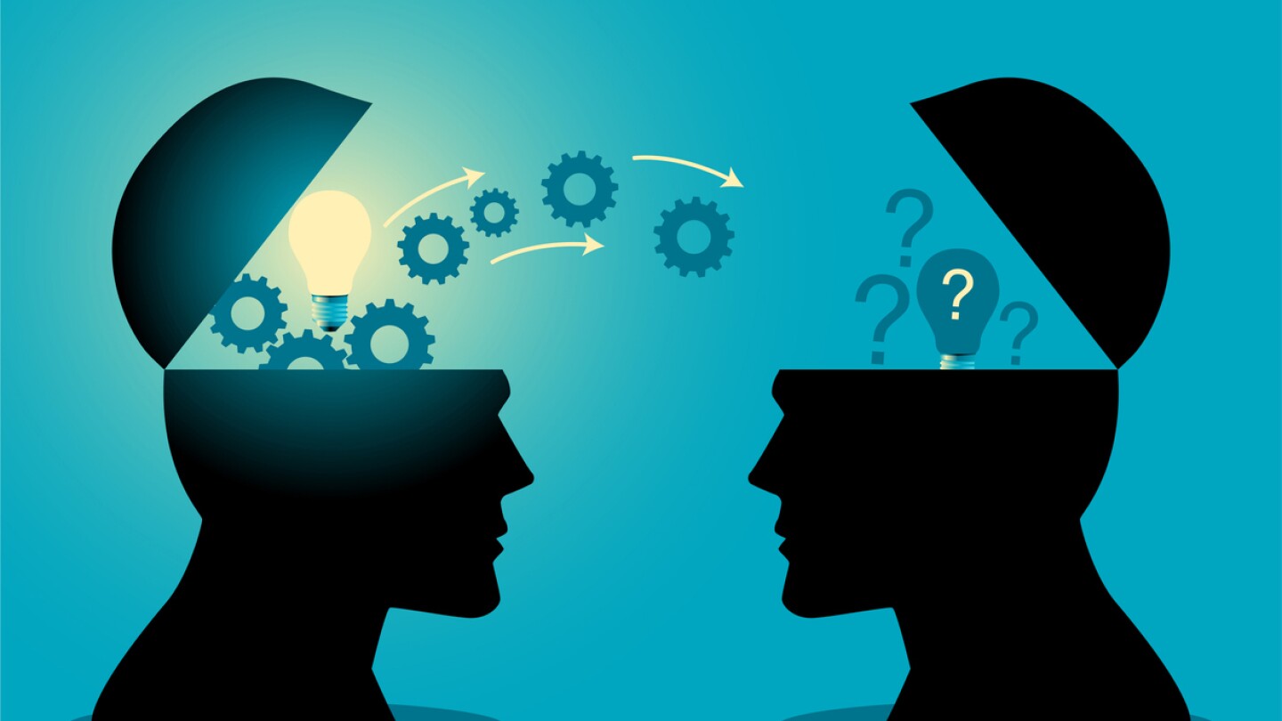 Illustration showing knowledge sharing between two people