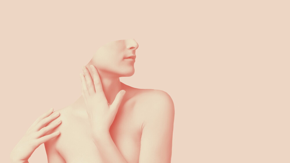 Beautiful woman. Female body close up. Art portrait of young caucasian woman. Fresh skin and beauty concept. Short haircut, long neck, perfect skin. Modern design