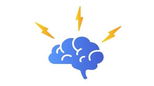 Brain with lightning, brainstorming vector icon vector icon