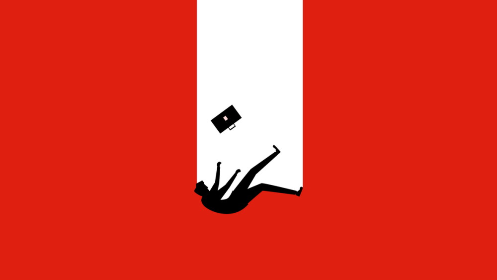 Market failure, recession. Businessman falling into the trap. vector