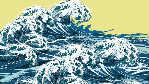 Illustration of sea storm waves