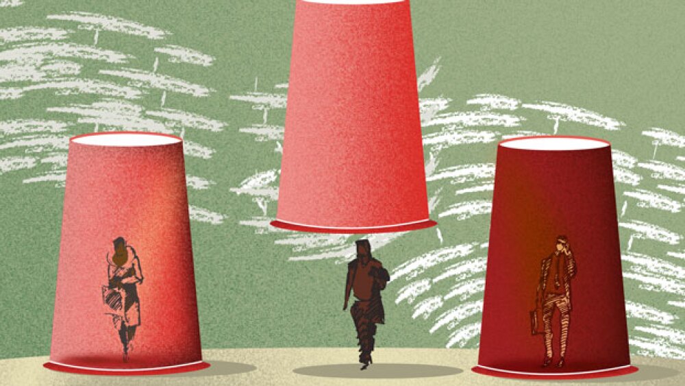 Pictured: Shell game with business executives