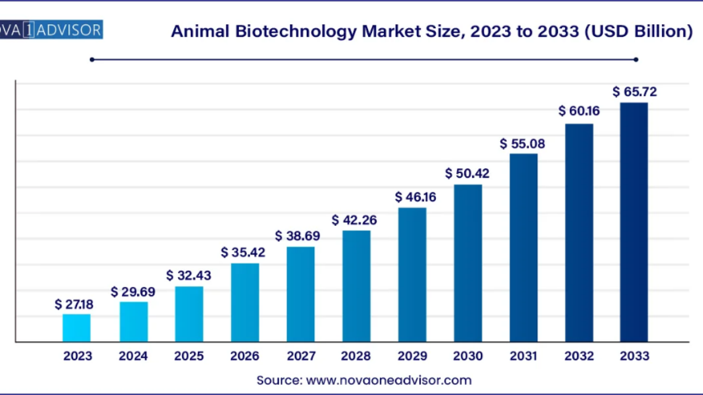 Animal Biotechnology Market Size to Hit USD 65.72 Billion by 2033 Animal Biotechnology Market Size to Hit USD 65.72 Billion by 2033