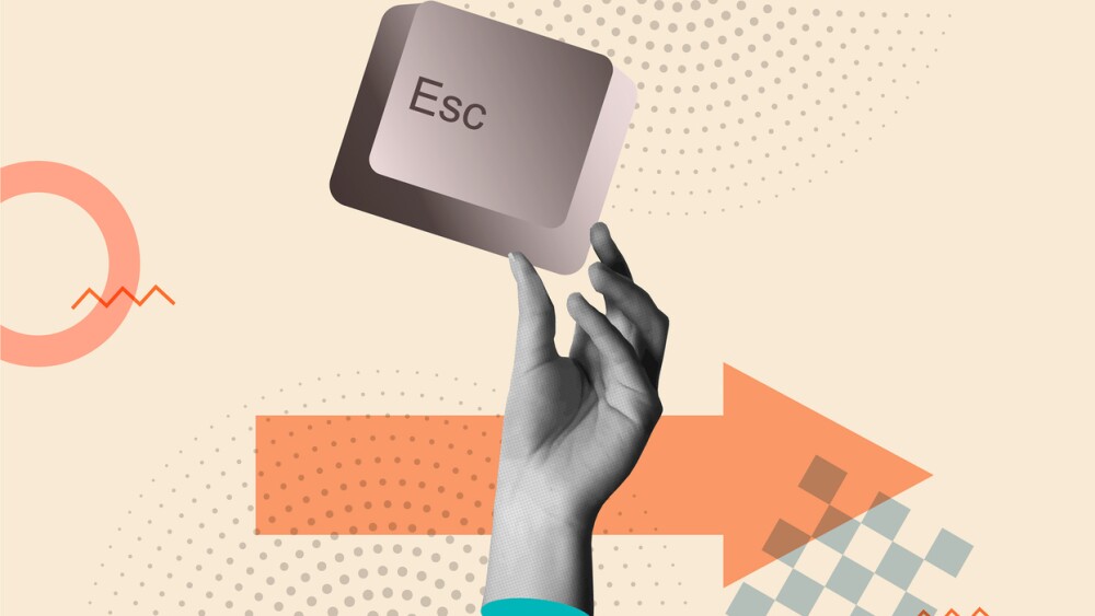  Illustration of escape key in human hands
