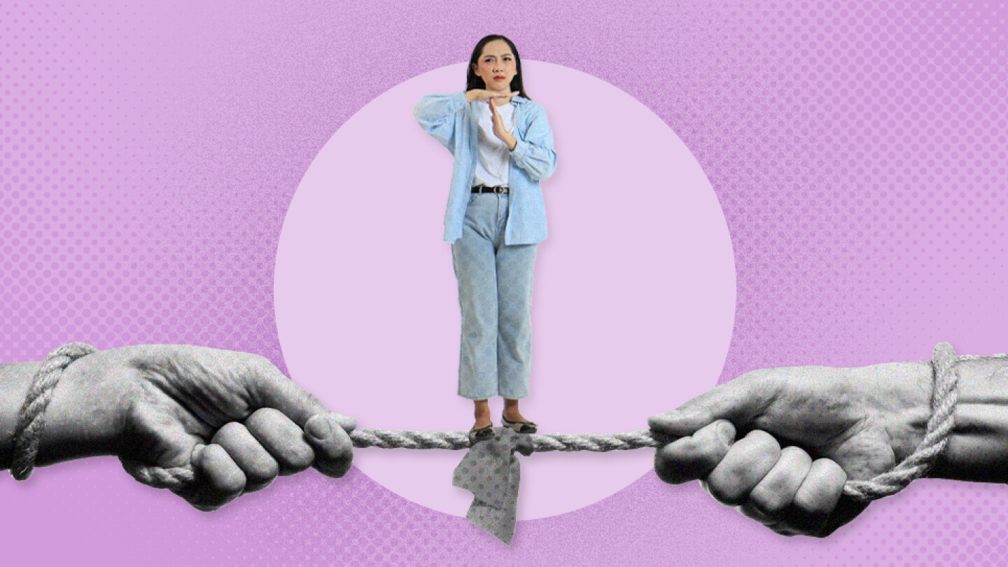 Illustration of manager in tug of war