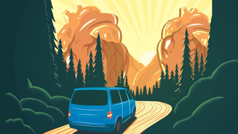 Pictured: An FDA blue van drives towards cardiac-s