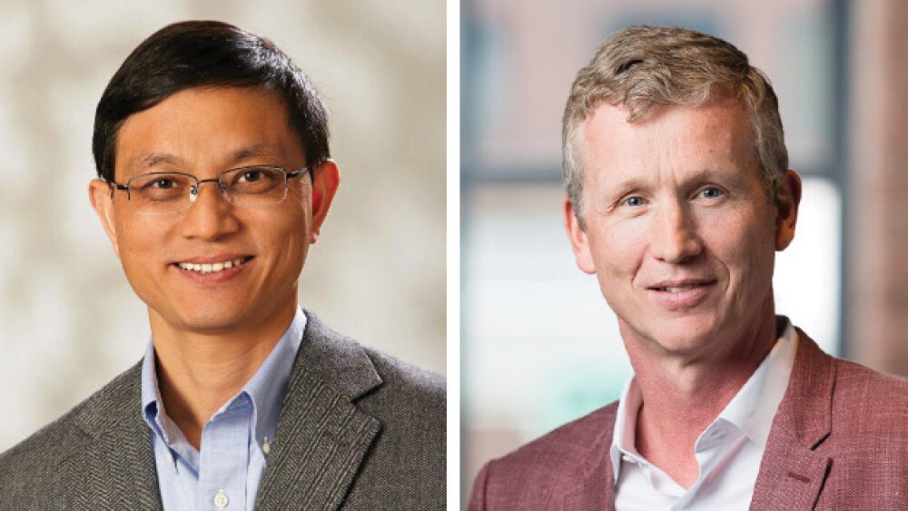 From left: Editas CMO Baisong Mei and CEO Gilmore