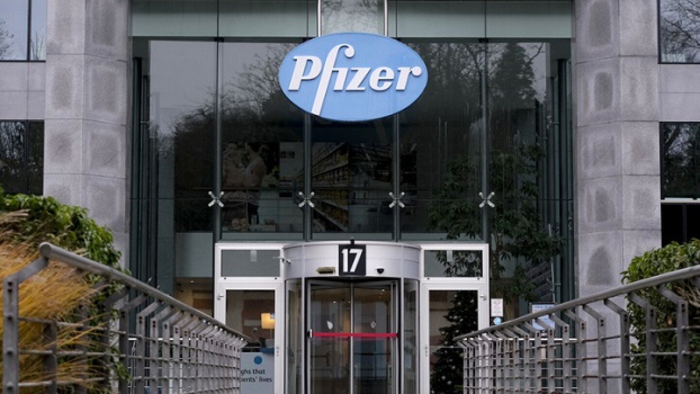 Pictured: Entrance to Pfizer's office in Belgium