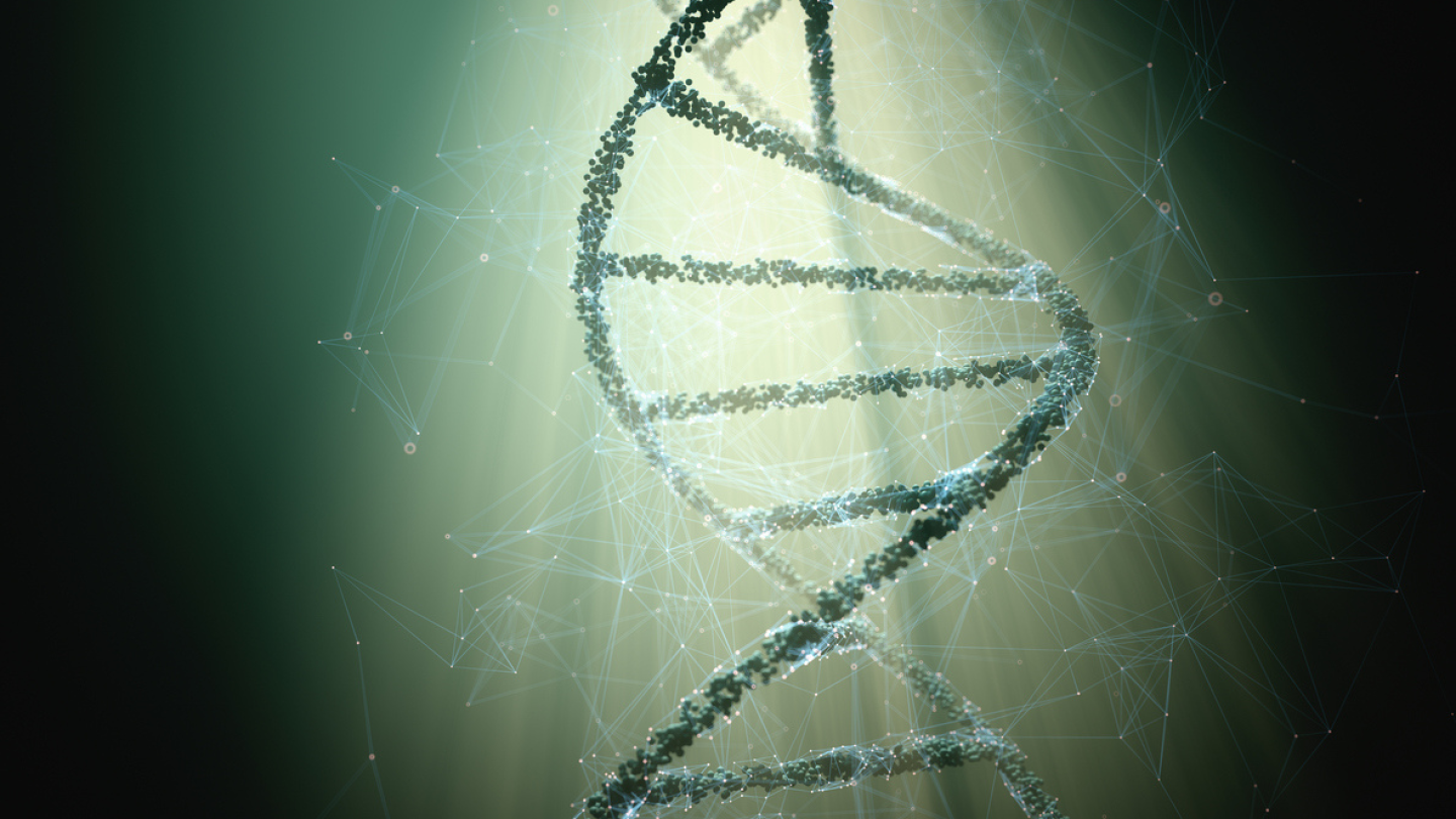 Biotechnology and molecular genetic engineering. 3D illustration of science and molecular technology.