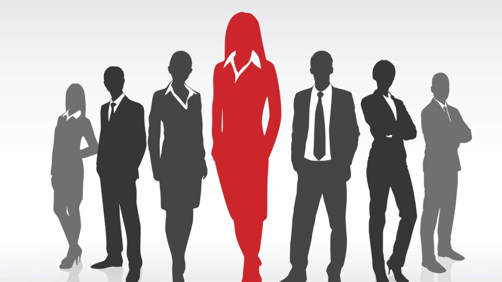 Red Businesswoman Silhouette, Black Business People Group Team Concept Vector Illustration