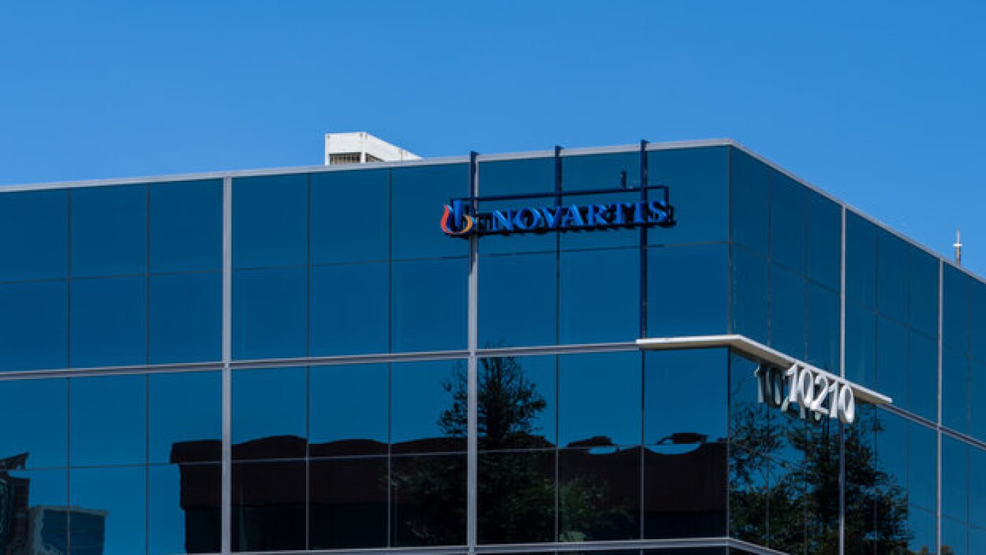 Pictured: Novartis' logo outside its building in S