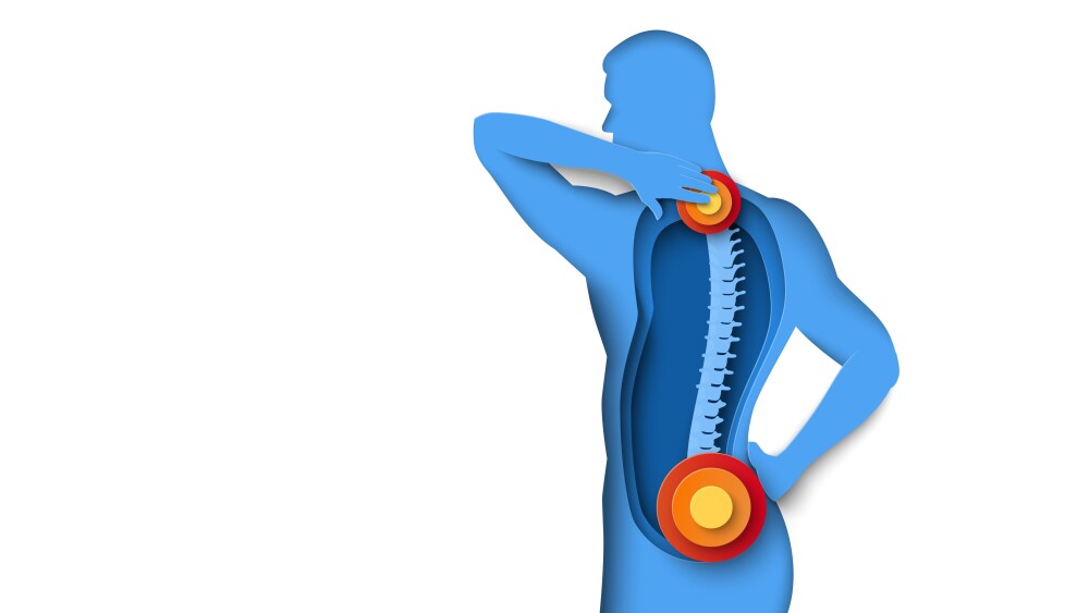 Man with neck and back ache vector stock illustration