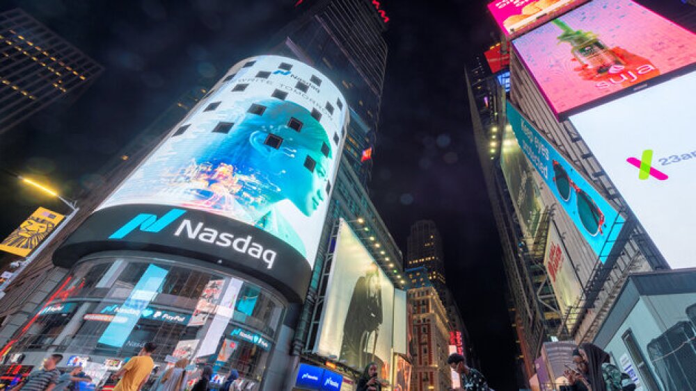 Pictured: Nasdaq building in Time Square
