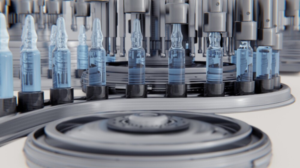 Close-up of medical ampoule production line/iStock