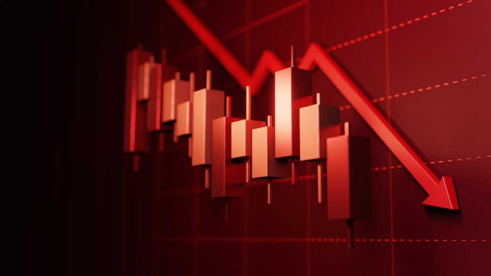 Pictured: Illustration showing a downward graph tr
