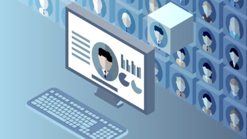 Illustration of a computer choosing from a display