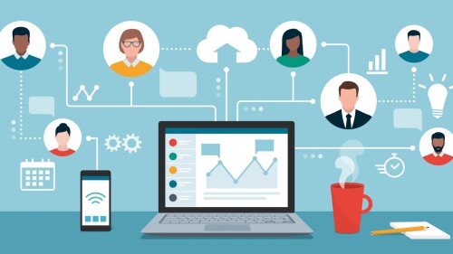 Illustration showing executive staying visible while between jobs