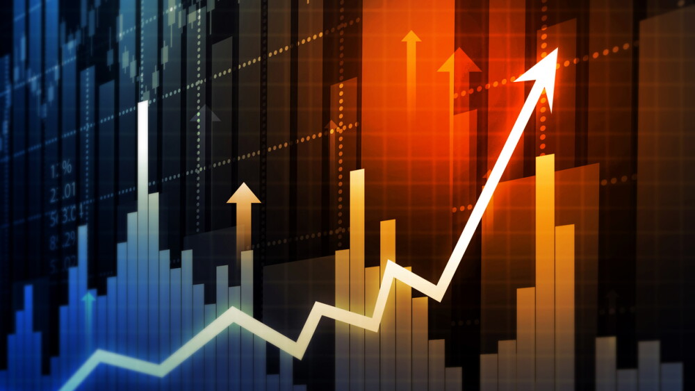 Stock market business and financial growth graph. exchange, Investment graph, trading chart, digital graph. 3d illustration