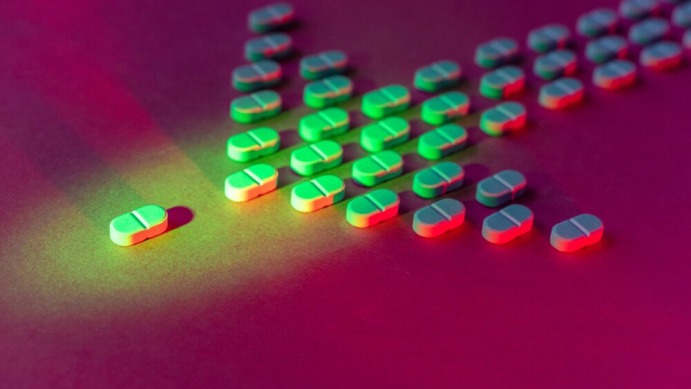 searching for the virus cure medical pills in pattern on vibrant background