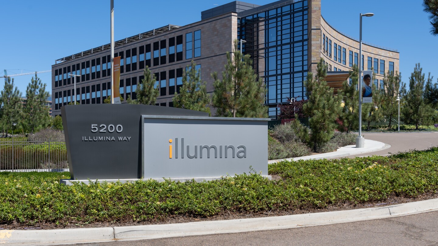 Illumina's signage at its headquarters in San Diego, California