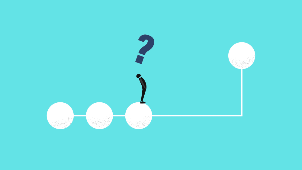Businessman lost the way to move up stock illustration