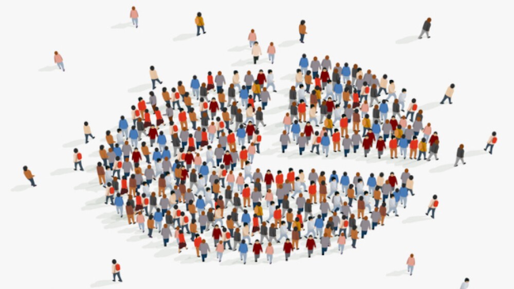 Illustration of pie chart composed of people