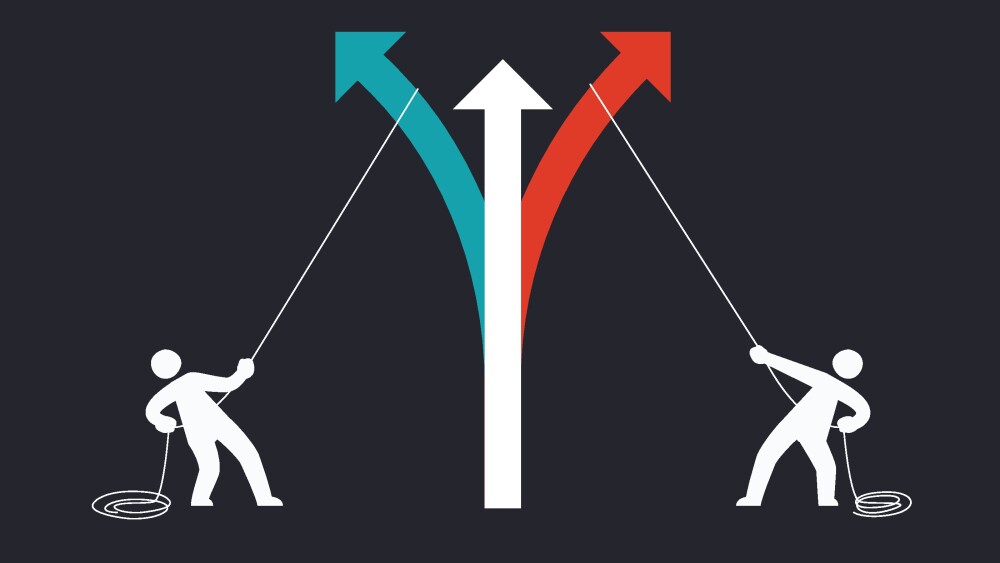 A teamwork with different purpose. Isolated Vector illustration