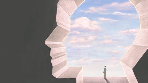 Brain , concept idea art of thinking, surreal portrait painting, conceptual artwork, 3d illustration