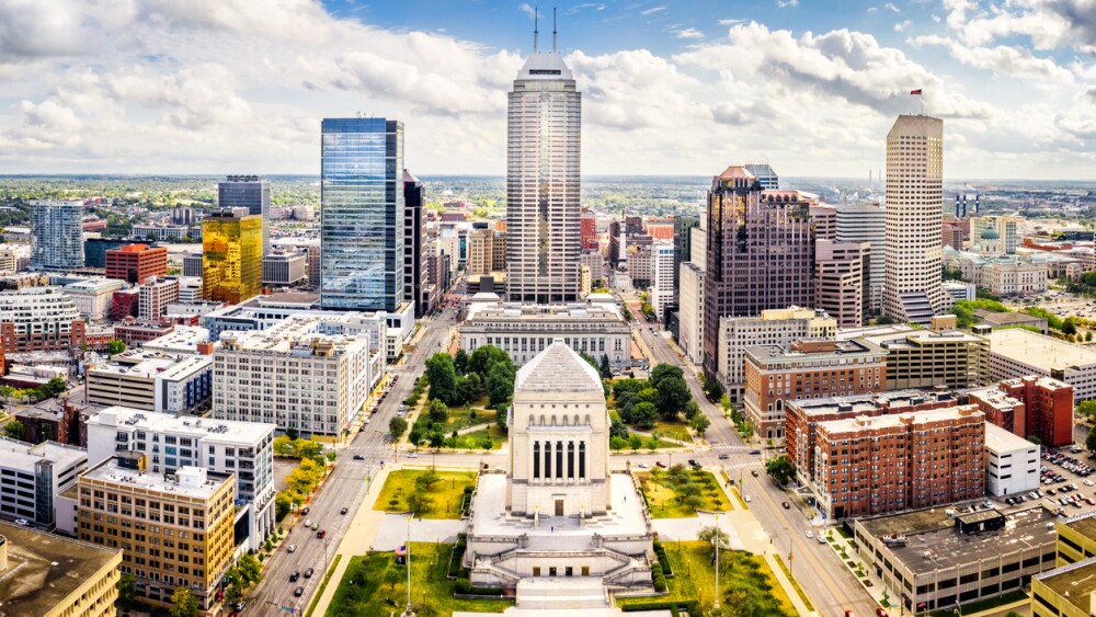 Aerial view of Indianapolis, Indiana skyline