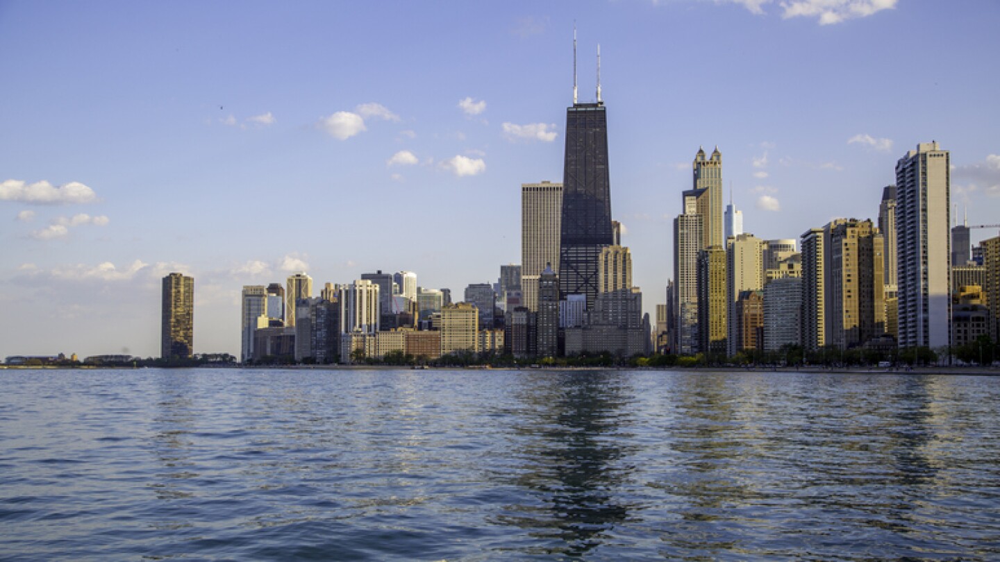 View of Chicago Skyline from North Avenue Beach