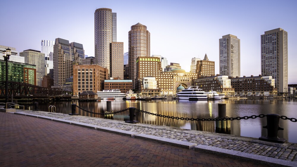 Boston harbor and financial district