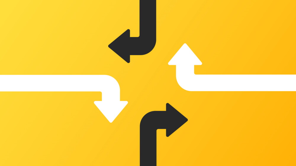 Illustration of four arrows changing direction