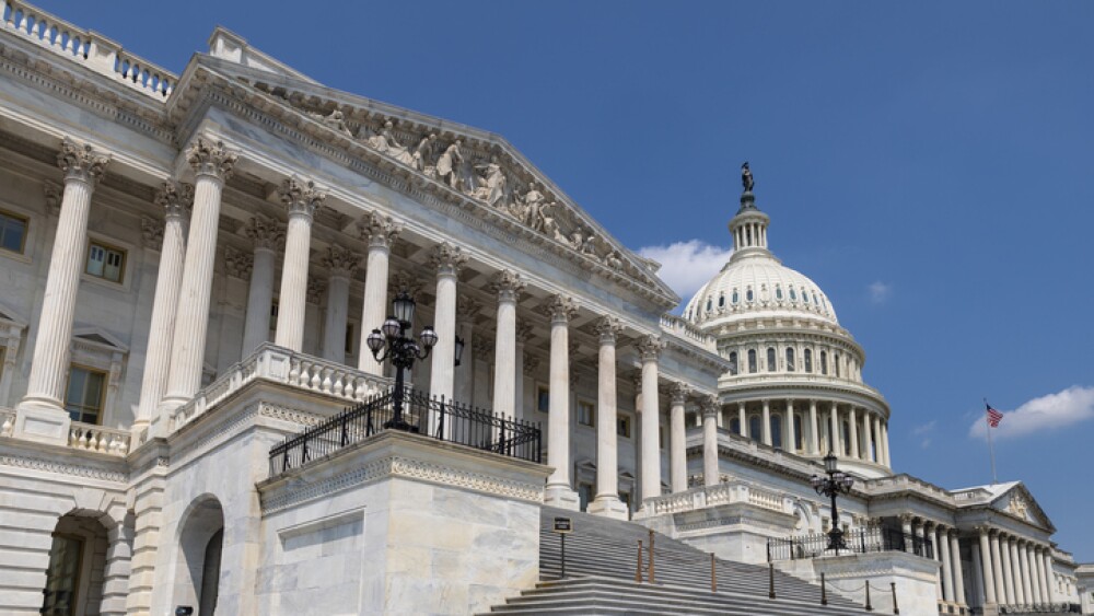 South side and Dome of the US Capitol in Washington DC, United States