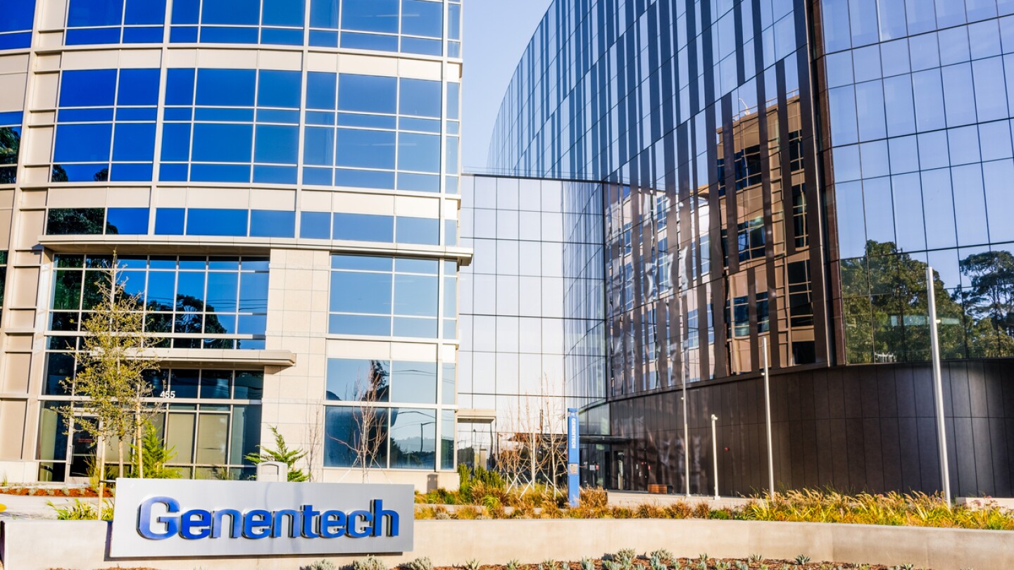 Feb 2, 2020 South San Francisco / CA / USA - Genentech headquarters in Silicon Valley; Genentech, Inc., is an American biotechnology corporation which became a subsidiary of Roche in 2009