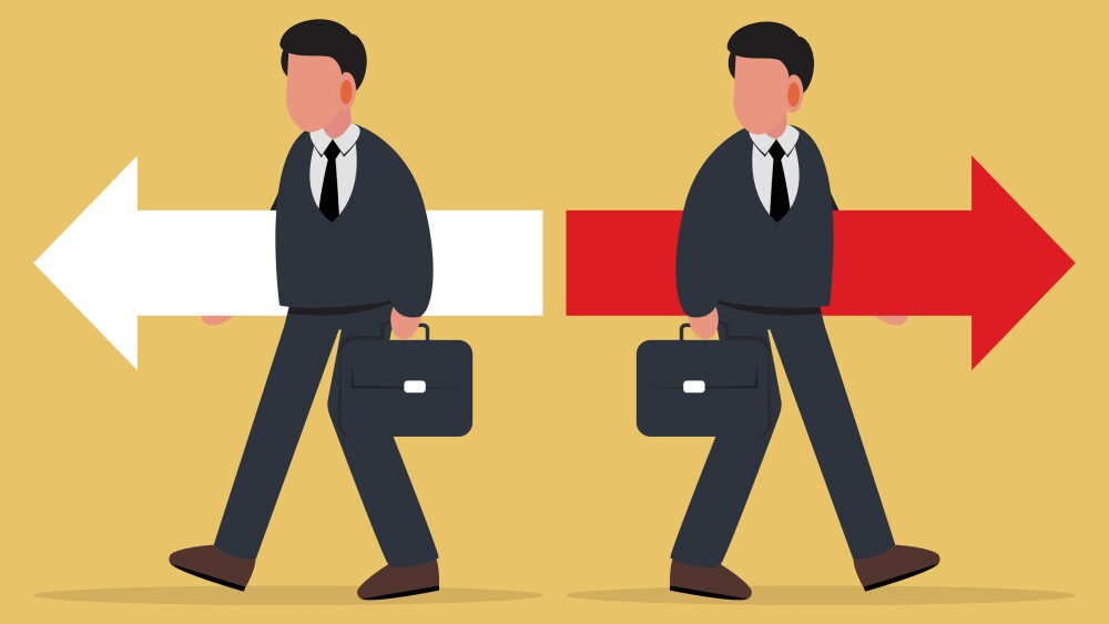 Differen. A disagreement in business strategy or vision between leaders.