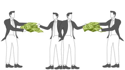 Paying double wages or giving double money, greed and lust, double work for double wages, one person splitting into two and claiming both