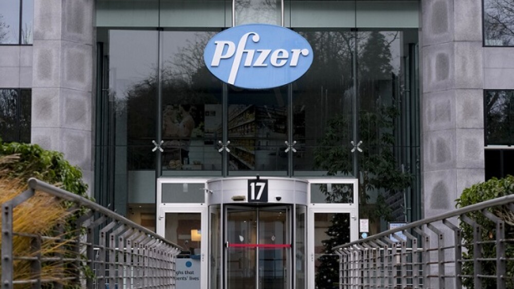 Pictured: Entrance to Pfizer's office in Belgium