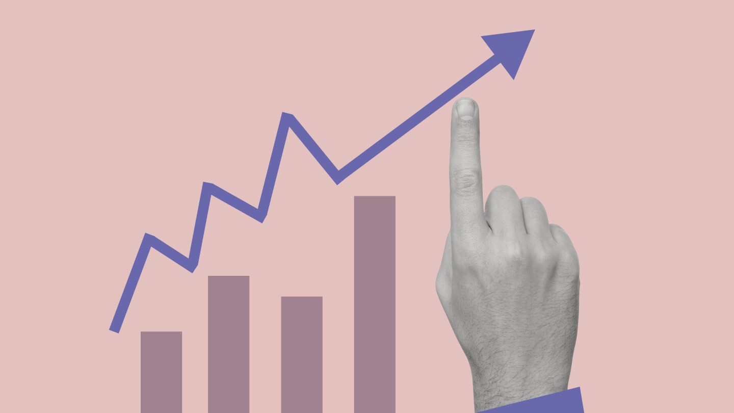 Art collage with male hand and graphs. Concept of business, finance, economy, professionalism and success. Symbolism and surrealism. Copy space.