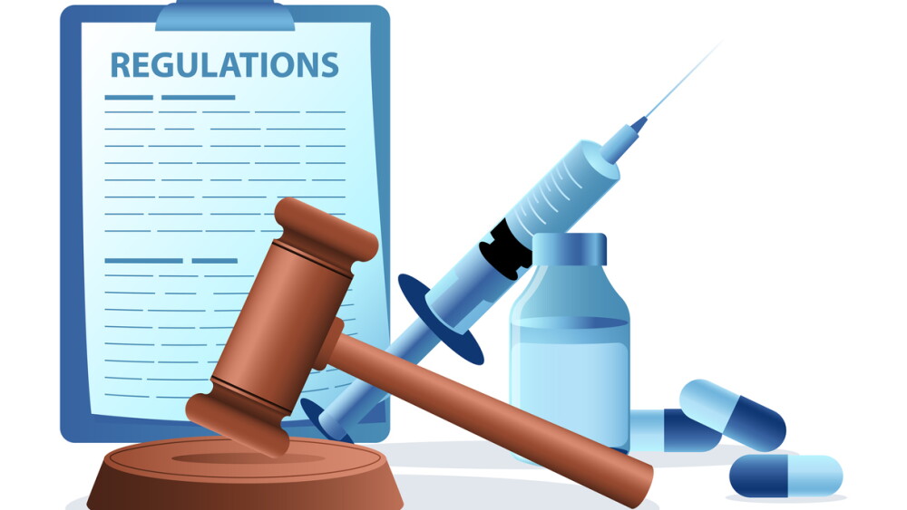Pharmaceuticals regulations, standardisation, control, concept, vector illustration