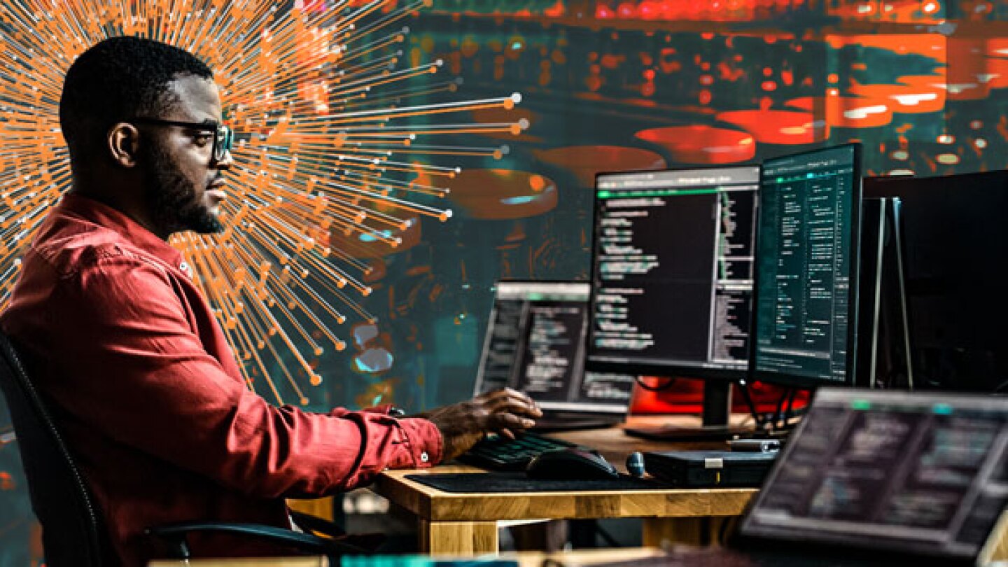 Pictured: A developer builds an AI system/Nicole B