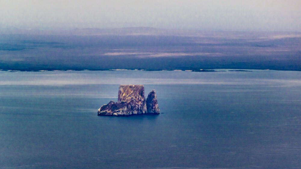 Aerial view from window plane of San Cristobal at Galapagos island, Ecuador