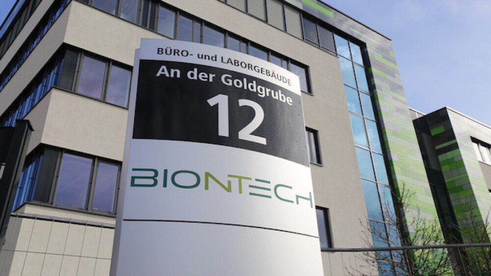 Sign outside BioNTech's building in Germany