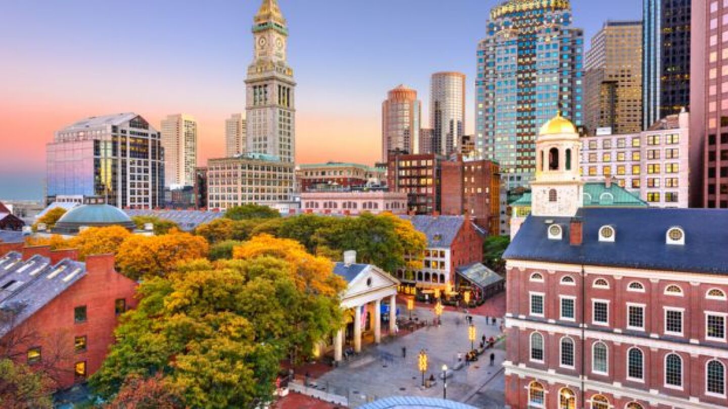 Pictured: Boston skyline at dusk