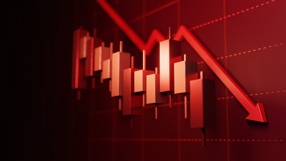 Illustration showing a downward graph trend