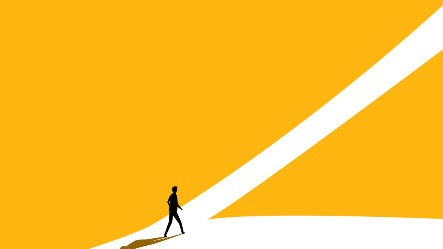 Illustration of person on diverging path