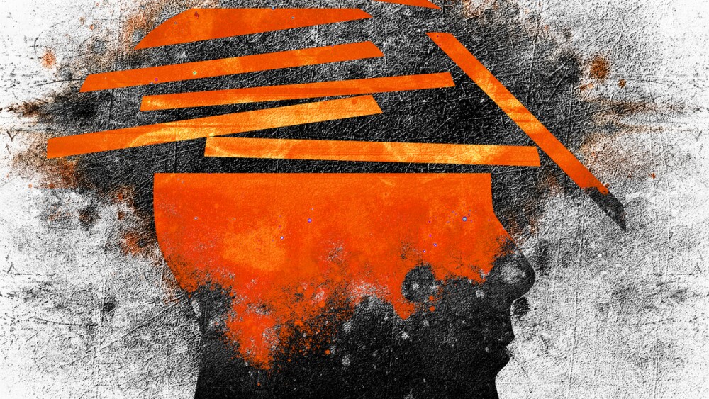 broken human head conceptual digital illustration