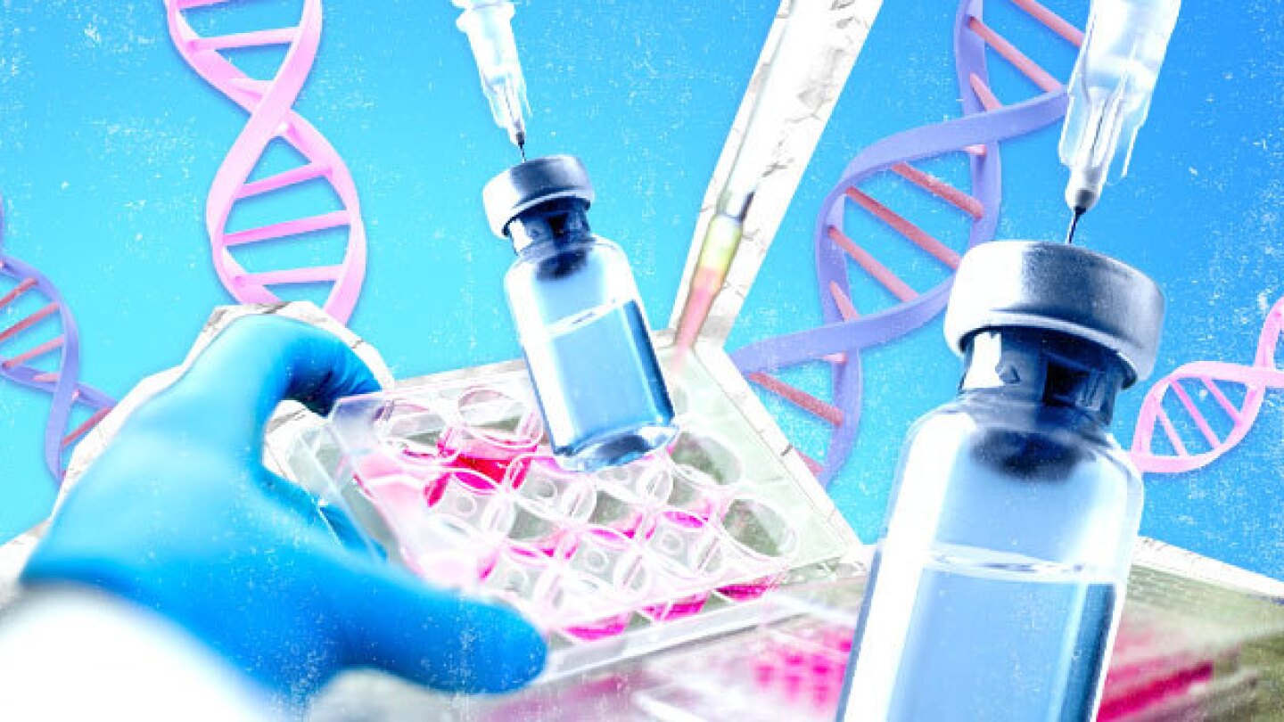 Pictured: A collage representing cell and gene the