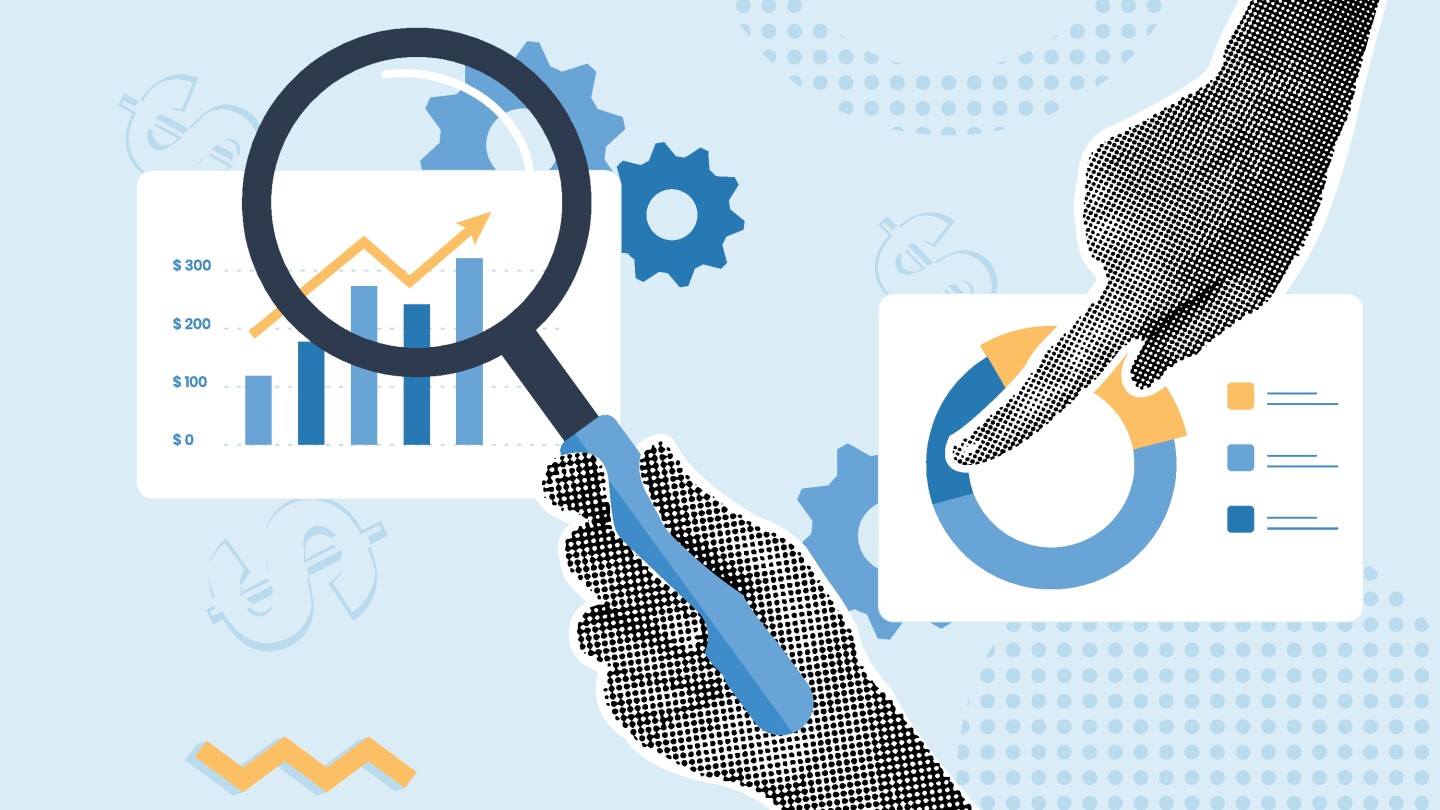 Fashionable halftone collage. Concept of analytics, business data, financial planning, investment,report. Trendy modern retro illustration. Vector illustration