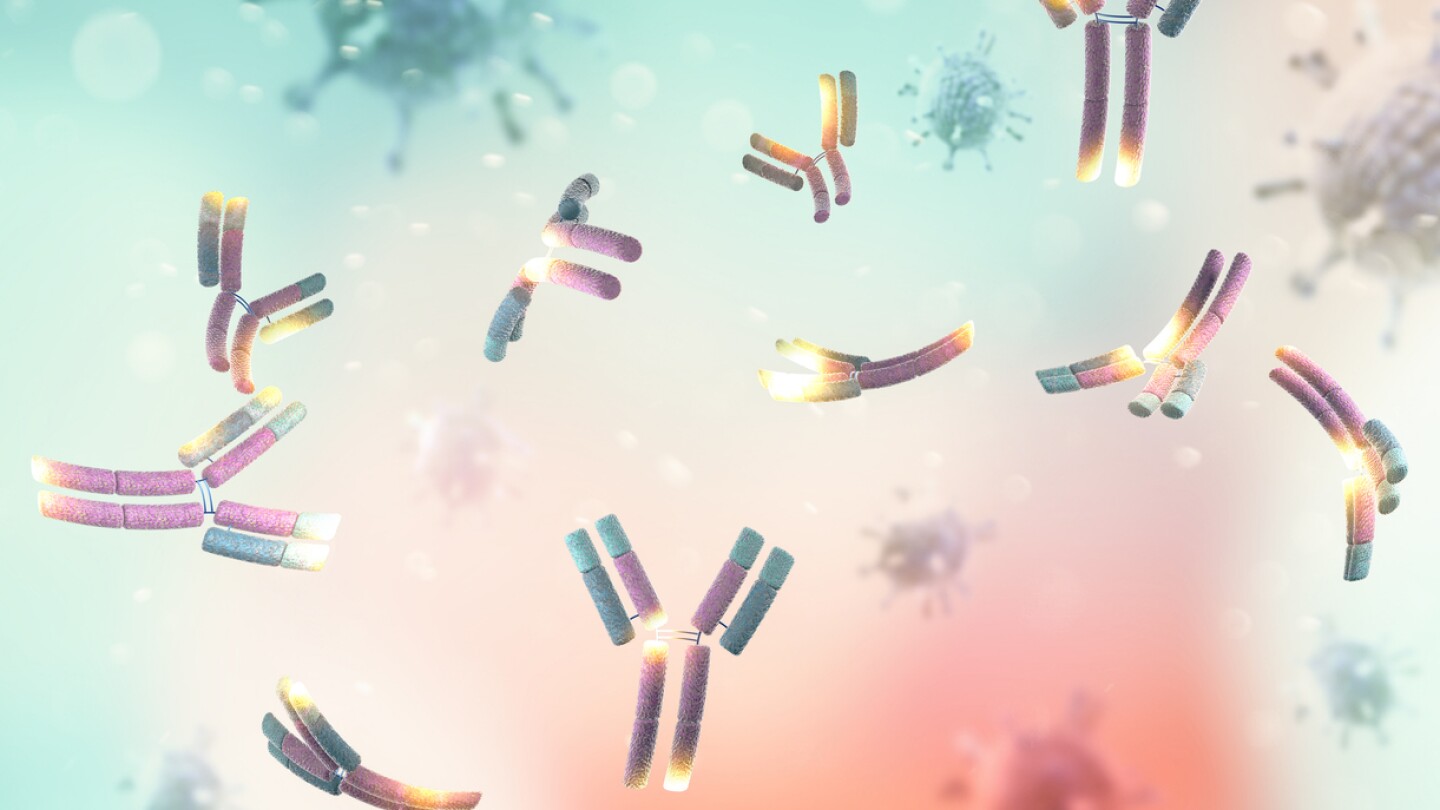 3D illustration of antibodies